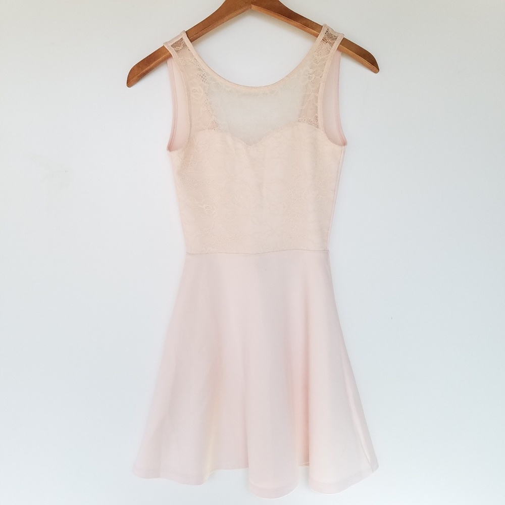 Divided | Blush Lace sleeveless open back dress size 2